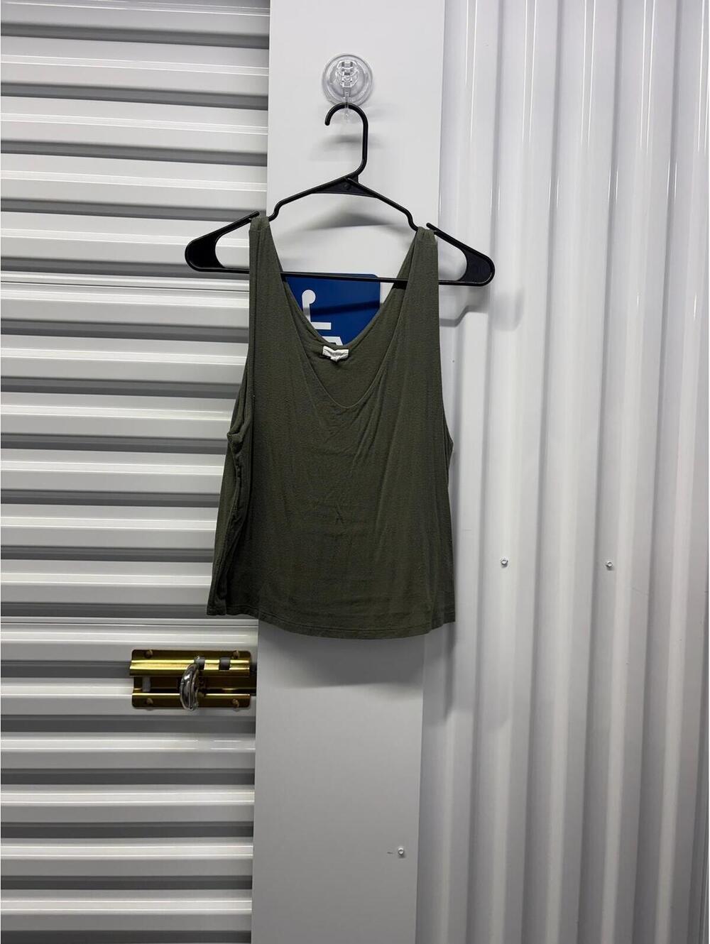 'Lime Blue' Green Women’s Large Green Cropped Tank Top Rayon Stretch